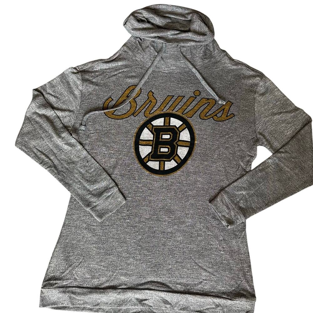 Concepts Sports Heathered Gray, NHL Bruins, Logo, Mock neck Sweater- M